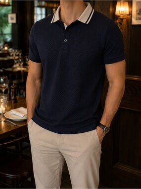 Lloyd & Jefferson London Premium Navy Polo Size M